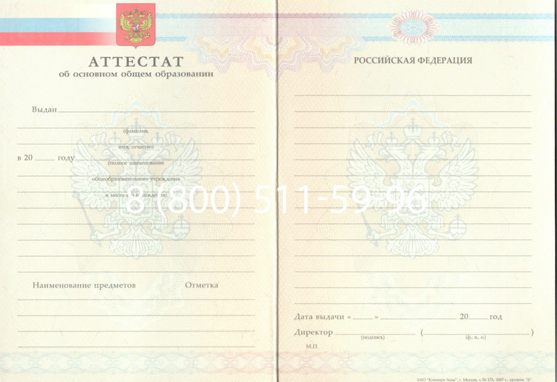 Купить Аттестат за 9 класс 2007-2010 годов в Обнинске Купить Аттестат за 9 класс 2007-2010 годов в Обнинске